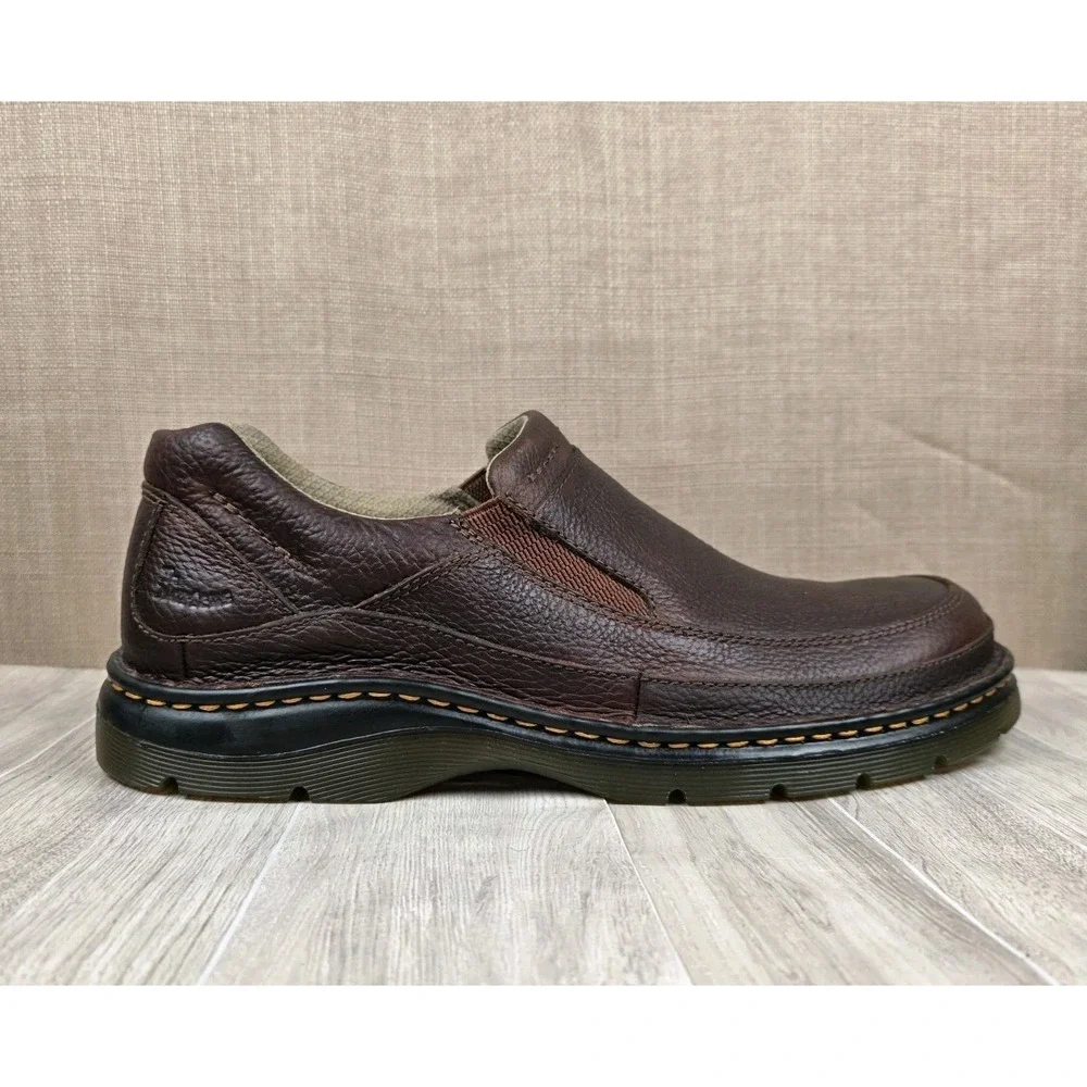 Dr Martens Mens Orson Loafers Size 12M Brown Leather Slip On Lug Sole Shoes NEW